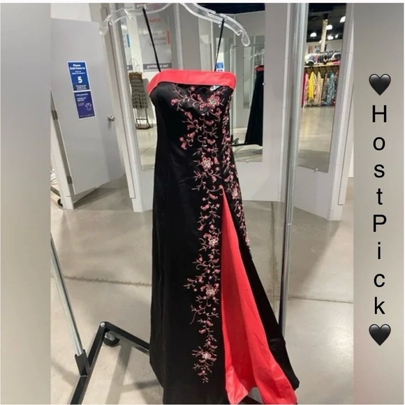 🖤HP🖤 Morgan 4 Ever Black and Pink Strapless Prom Dress Size 5/6 GORGEOUS - Picture 1 of 7